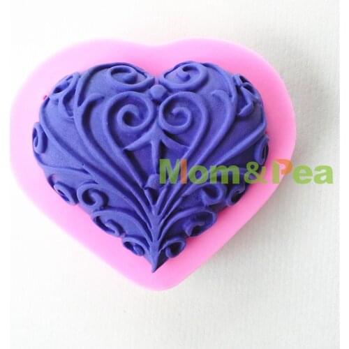 Mom&Pea 0671 Free Shipping Big Lace Heart Shaped Silicone Mold Cake Decoration Fondant Cake 3D Mold