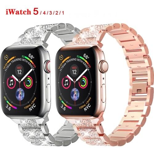 For Apple Watch band 40mm 44mm 38mm 42mm women Diamond Band for Apple Watch series54 3 2 1 iWatch bracelet stainless steel strap