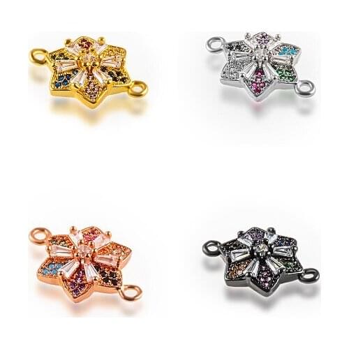 12*18mm flower multicolor crystal micro pave cz zircon cubic zirconia beads DIY necklace charm bracelet connectors making e3f4