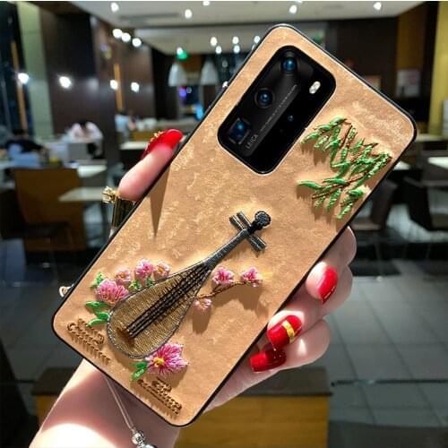 For Vivo X50 Pro X50 X30 Pro X30 X27 S7 Case PU Leather Embroidery 3D Embossed Lute Floral Back Cover with Lanayrd Tassel