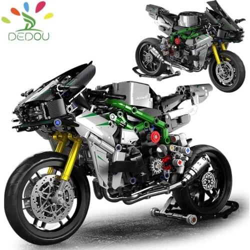 DEDOU Toy Famous Motorcycle Building Block Model Small Particles Assembling Building Blocks Childrens Educational Toys