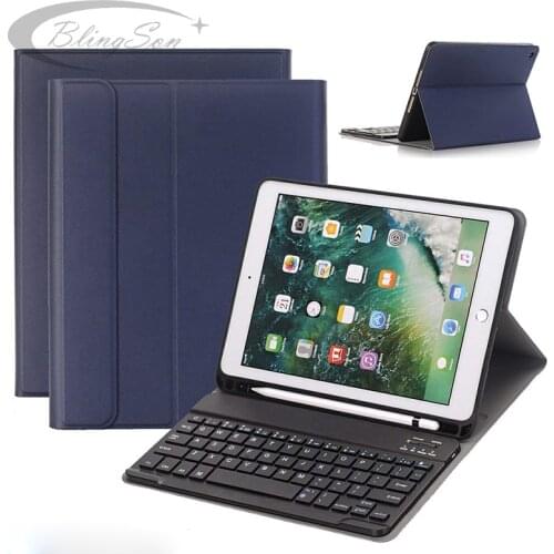For iPad 9.7 2017 2018 5th 6th Generation Air 1 2 Keyboard Case Pencil Holder Bluetooth Keyboard Leather Cover for iPad Pro 9.7