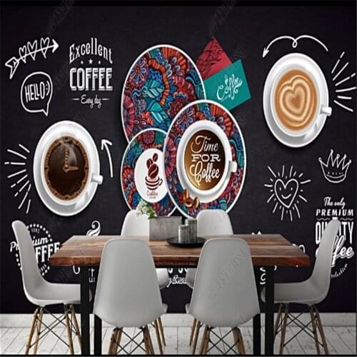 European and American Blackboard Coffee Coffee Shop Wallpapers Industrial Decor Mural Western Restaurant Background Wall Paper