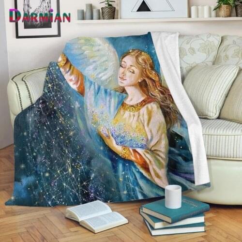 DARMIAN Dream Angel Girl Pattern Flannel Blanket Cool Summer Sofa Nap Blankets Fleece Quilt Bedding Air Condition Thin Blankets