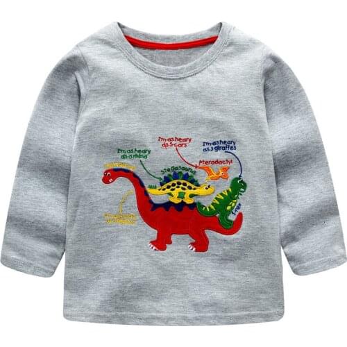 Jumping Meters Dinosaur Grey Boys T shirt Baby Clothes 2018 Brand Kids T-shirts for Clothing Children Long Sleeve Autumn