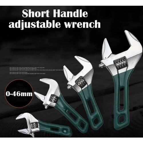 Wrench Short Handle Adjustable Spanner HCS Material Laser Scale Rubber Wrapped Monkey Spanner 24/30/36/46mm