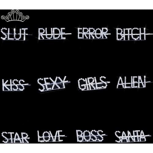 Crystal Hair Jewelry Unique Letter Barrettes Hairwear for Women Kid Girls Gift Wedding Party Hair Pins and Clips Headwear