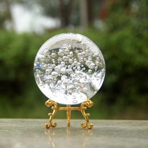 80/100mm Crystal Bubble Ball Quartz Marbles Glass Magic Sphere Home Decoration Ornaments Decorative Ball Figurines Miniature
