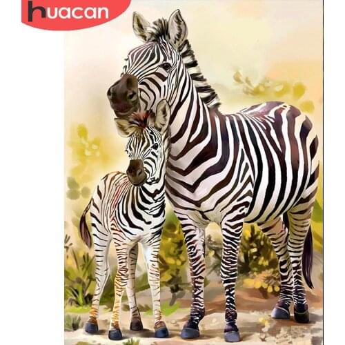 HUACAN Diamond Painting New Arrival Zebra Diamond Embroidery Animal Mosaic Cross Stitch Wall Decoration Handcraft