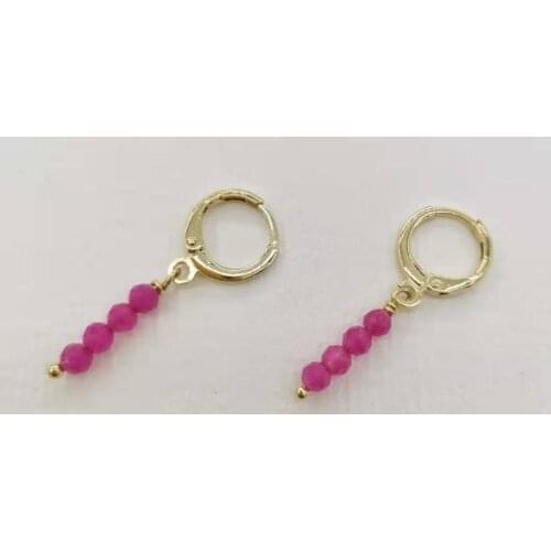 Dainty Faceted Ruby Bar Earrings Simple Classic Drop Dangle Pendants Charms 14K Gold Filled Hoop Earrings For Women Gift