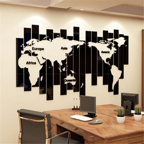 World map DIY Creative 3D Stereo Acrylic Wall Stickers Modern Home Decor Living room Office decoration Wall Art Sticker