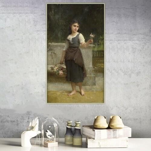 Holover Canvas Oil Painting Emile Munier"Feeding the Doves"Academicism Classicism Aesthetic Wall Art Home Living Room Decoration