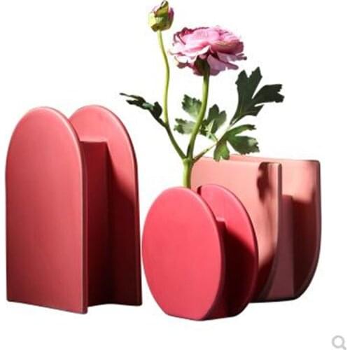 European-style Morandi color ceramic vase, Nordic dried flower arrangement, creative home office restaurant bar table decoration