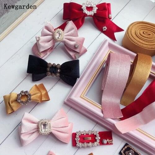 Kewgarden Velvet Fabric Layering Cloth Ribbon 1.5" 1" 38mm 25mm DIY Bow tie Accessories Handmade Tape Riband 5 Meters