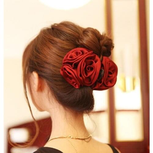 Korean Fashion Hair Clips For Women Ribbon Rose Flower Hair Claws Headwear Hair Ornaments Hair Accessories Drop Shipping