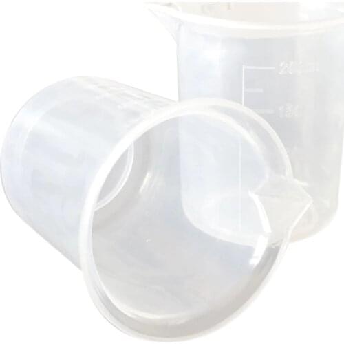 Kitchen Lab Graduated Beaker Clear Plastic Measuring Cup Thicken with Cap Measuring Jug 200mL 2pcs