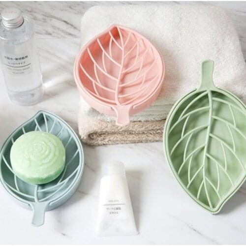 Multifunction Leaves Soap Box Sink And Kitchen Sink Sponge Holder Plastic Double Layer Soap Tray Bathroom Accessories Organizer