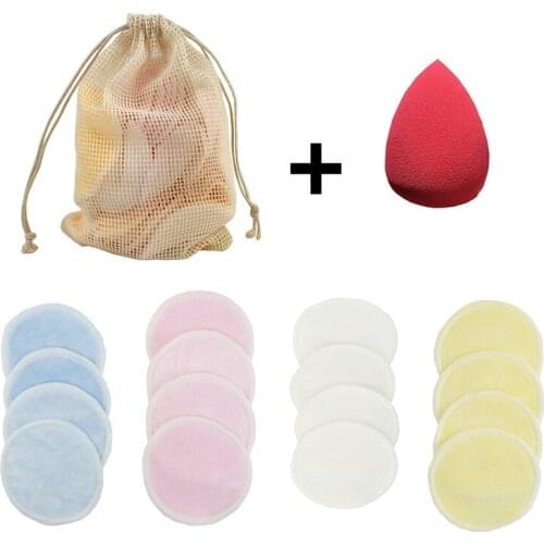 Reusable Bamboo Makeup Remover Pads Washable Rounds Cleansing Facial Cotton Make Up Removal Pads Makeup Sponge Puff Skin Care
