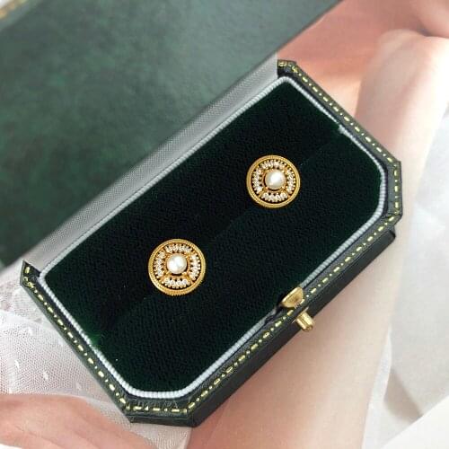 MoBuy Freshwater Pearl Earring 925 Sterling Silver Stud Earrings For Women 14K Gold Plated Vintage Fine Jewelry Korean MBEI106