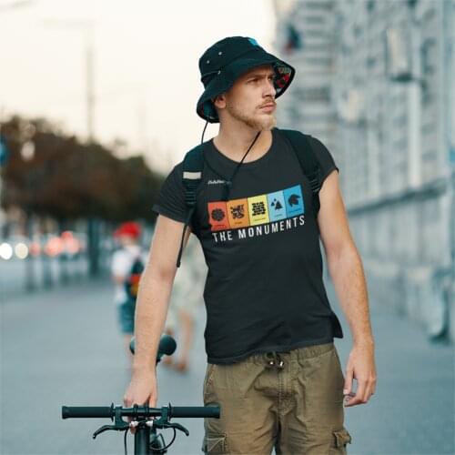 VeloVoices Monuments T Shirt Men Fashion for Male T-Shirt Round Neck Bike Cycling Bicycle Biking Ride Tees Clothes Gift Idea