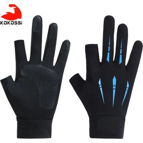 KoKossi Anti-UV Men Women Fishing Gloves Spring Summer Ice cool Breathable Sunscreen Antiskid Open/Half Fingers Sport Gloves
