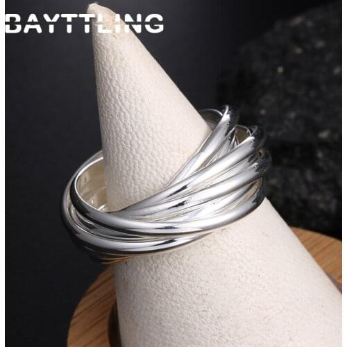 BAYTTLING 925 Sterling Silver 8#Fine Multi-circle Round Ring For Woman Man Fashion Luxury Wedding Gift Jewelry