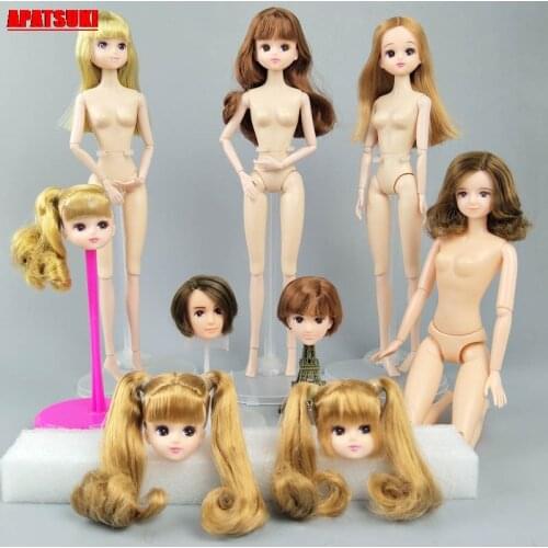 Soft Plastic DIY Doll Heads For Licca Doll Head For Jenny 1/6 BJD Girl Doll Head With WIG Hair 1:6 Dolls Accessories Kids Toy