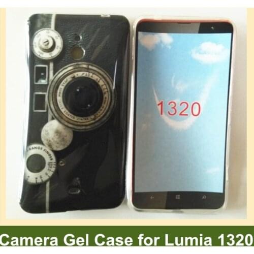 Retro Camera Print Soft TPU Gel Cover Case for Nokia Lumia 1320 Free Shipping