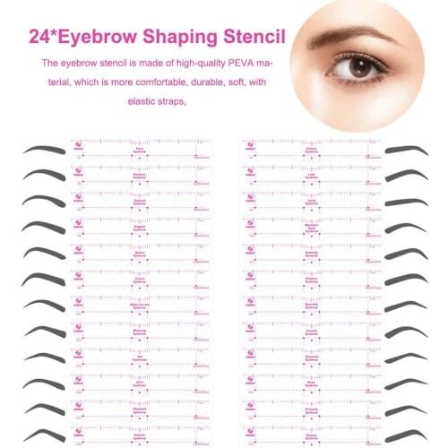 24 Styles Eyebrow Drawing Gguide Card Reusable Eyebrow Grooming Brow Stencil Kit Eyebrow Shaping DIY Make Up Tools Accessories