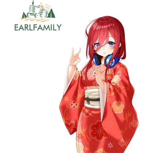 EARLFAMILY 13cm x 7.6cm for Cute Miku Nakano Car Sticker Auto Bumper Stickers Fine Fashion Occlusion Scratch 3D Vehicle Decal