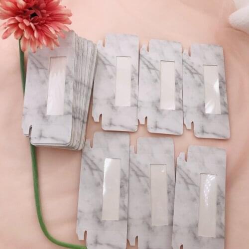 Cheap Lash Box Empty Gray Marble Eyelashes Packaging with White Tray