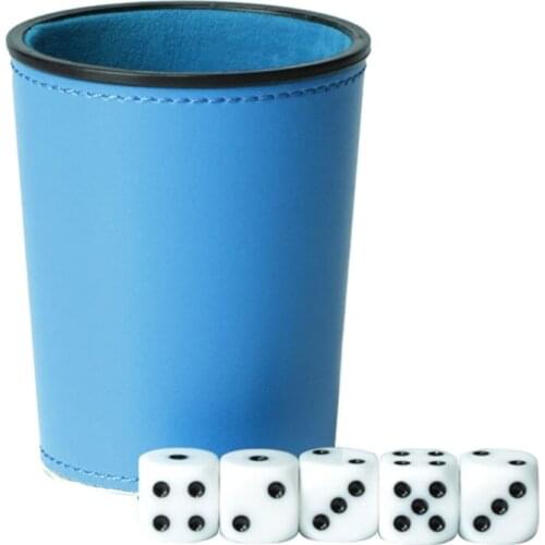 2021 New Leather PU Dice Cup Party Board Game Bar KTV Entertainment Dice Box with Dices