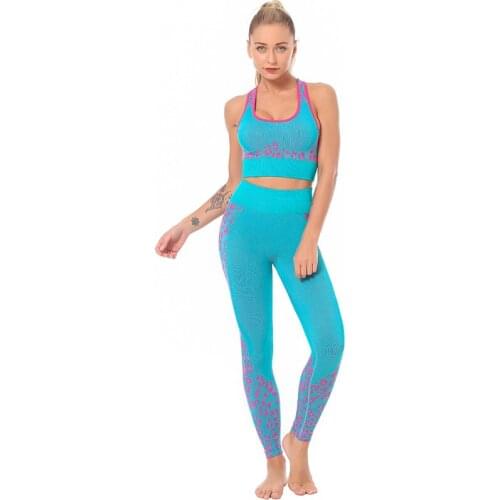New Arrival Seamless High Waist Two Pieces Legging And Bra Fitness Workout Sexy Yoga Set