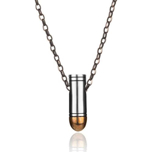 925 Sterling Silver Thick Bullet Mens Necklace Military Necklace Army Necklace Silver Chain Pendant Necklace