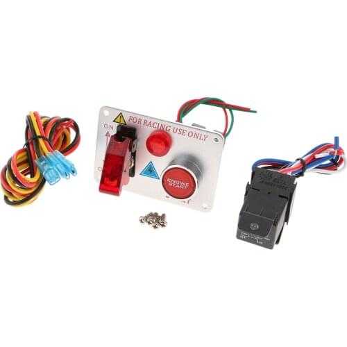 Carbon-look Racing Car 12-24V Ignition Switch Panel Engine Start Push Button
