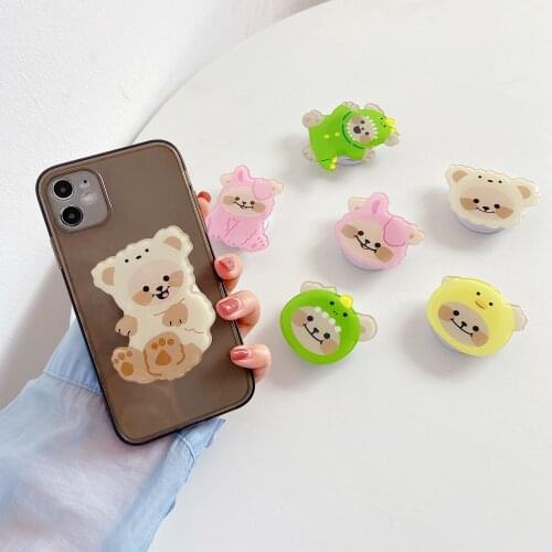 Cute Cartoon Ins Bears Foldable Extend Phone Stand Holder For iPhone Samsung Huawei Xiaomi Universal Finger Grip Bracket