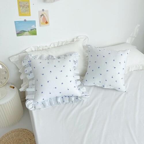 Blue cushion pillowcase decoration living room bedroom sofa pillowcase household bedding 100% cotton printed pillowcase