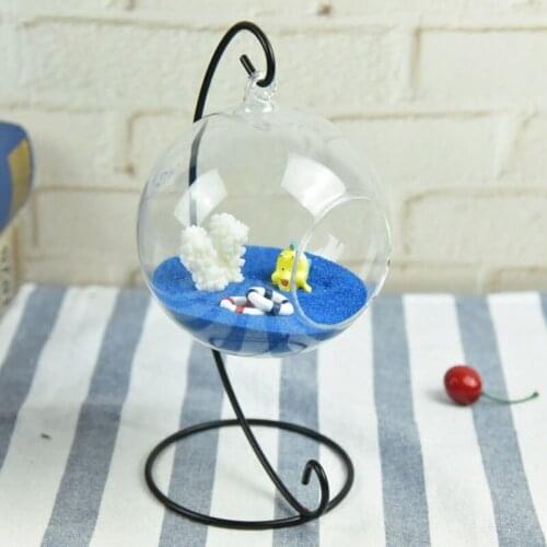Diameter=8cm Metal Stand Glass Terrarium Vase Iron Support Glass Globe Home Decoration Friend Birthday Gift Wedding Favor Gift