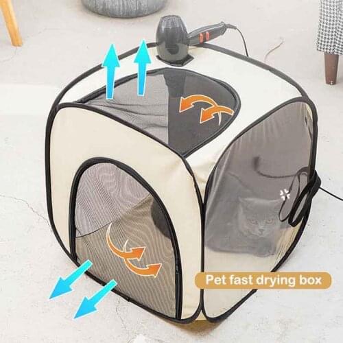 Pet Drying Box Blowing Hair Dryer Cat Cage Dogs Hair Dryer Blow Box Grooming House Bag Pet Dry Room Hands-Free Drying System