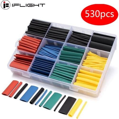 530pcs Shrink Tubing 2: 1 Polyolefin Sleeve Thermal Tube Multi Color Insulation Shrink Tubing Wrap Wire Cable Kit