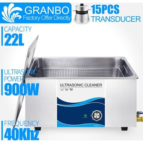 GRANBO Ultrasonic Cleaner Bath 22L 900W 110/220V bath Cleaning Oil Rust Wax Auto Engine Lab Hardware