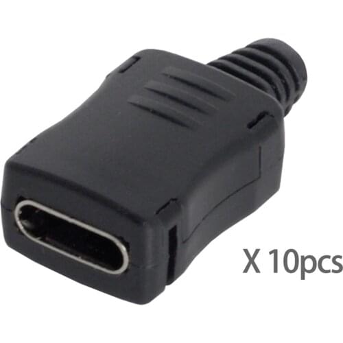 Xiwai 10set DIY 4pin USB 2.0 Type C Female Socket Connector SMT type with PC Board & Housing & 3.0mm SR
