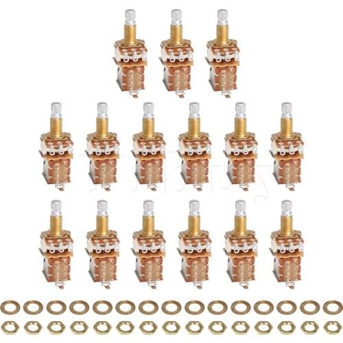 Yibuy 15PCS B500k Guitar Control Push Pull Potentiometer 18mm Coarse Knurling Shaft