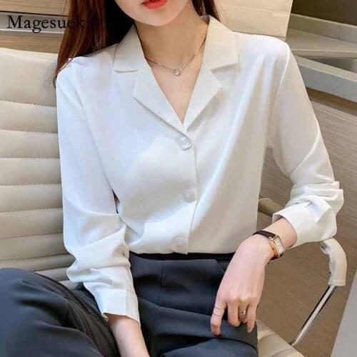 Women Solid Color Tops Cardigan Square Button Elegant Blouse New Korean Chic Loose V Suit Collar Fashion Long Sleeve Shirt 11873