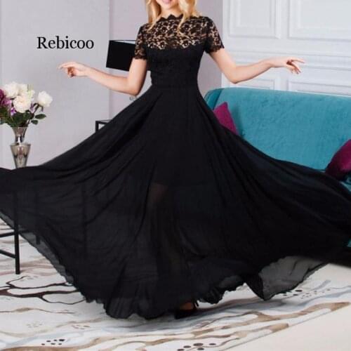 Sexy Long Formal Dress O-Neck A-Line Appliques Lace Floor-Length Vestidos De Noche Largos Elegantes De Fiesta