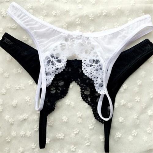 Women Sexy Lingerie hot erotic sexy panties Open Crotch porn lace underwear Crotchless underpants sex wear briefs with bow front