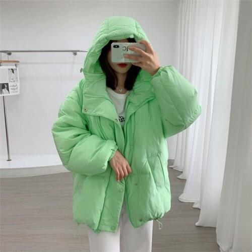 Winter Womens Fluffy Down Coat Female Oversized Thicker Warm Down Jacket Hooded Down Parkas