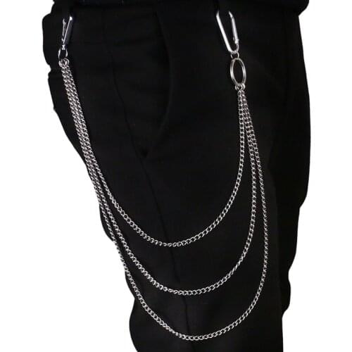 1PC Stainless Steel Long Trousers Hipster Key Chain Punk Street Big Ring Wallet Belt Pant Keychain Unisex HipHop Jewelry Gift