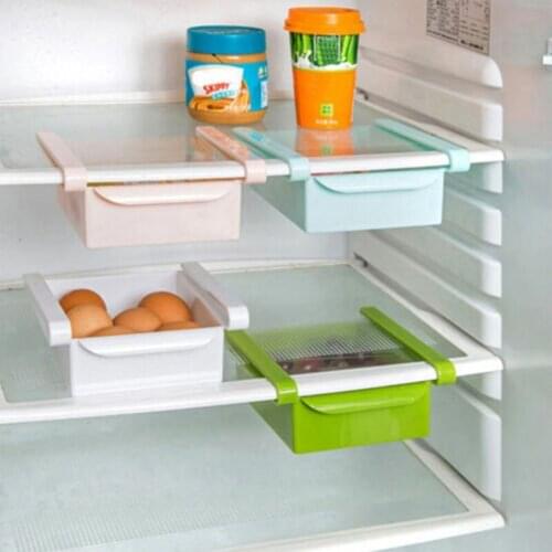 1pc Fridge Freezer Space Saver Organizer Kitchen Storage Rack Shelf Holder Fridge Freezer Storage Box