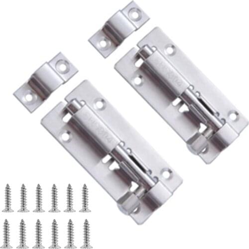 2 Pcs Door Lock Bolt Barrel Sliding Latch Lock with Screws for Bathroom Toilet Shed Door Furniture Pet Gate 3 Inch